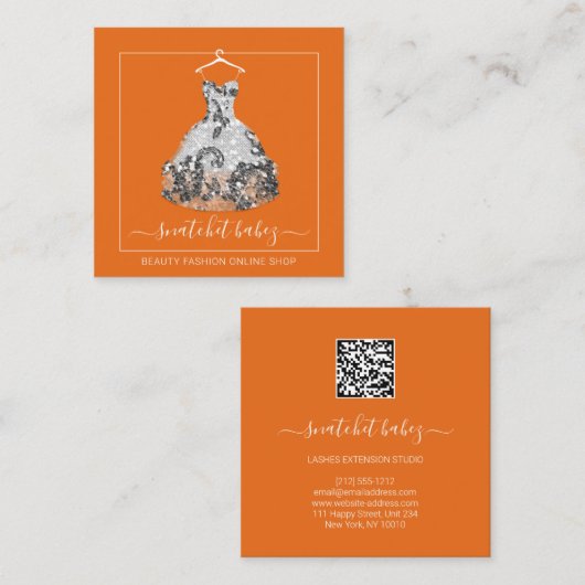 Mode Stijllijst Gebeurtenisafdruk QR Code Logo gri Vierkante Visitekaartje (Voorkant / Achterkant)