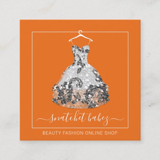 Mode Stijllijst Gebeurtenisafdruk QR Code Logo gri Vierkante Visitekaartje (Voorkant)