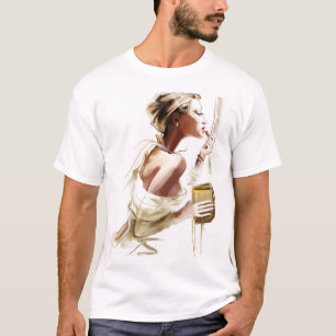 Mode: Stijlvol hedendaags portret. T-shirt