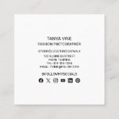 Mode Studio Fotograaf Professioneel Vierkante Visitekaartje (Achterkant)