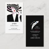 Mode stylist dame met gestript Pet Visitekaartje (Voorkant / Achterkant)