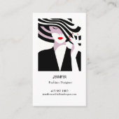 Mode stylist dame met gestript Pet Visitekaartje (Voorkant)