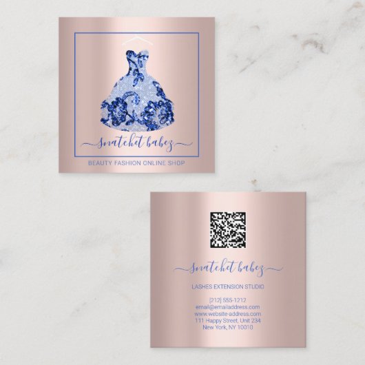 Mode Stylist Event Dress QR Code RackRoyal Vierkante Visitekaartje (Voorkant / Achterkant)