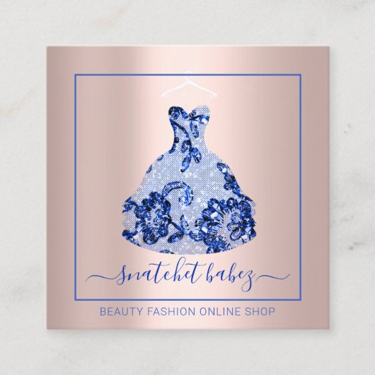 Mode Stylist Event Dress QR Code RackRoyal Vierkante Visitekaartje (Voorkant)