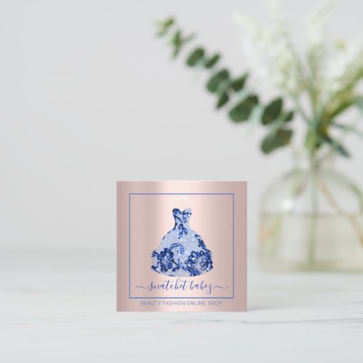 Mode Stylist Event Dress QR Code RackRoyal Vierkante Visitekaartje (Staand voorkant)