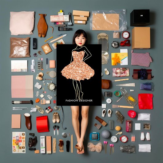 Mode stylist Gold Glitter Logo QR Roos Visitekaartje