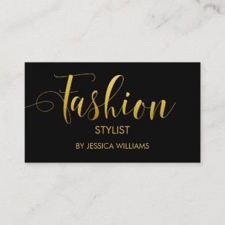 Mode Stylist Gold Script Elegant Black Visitekaartje