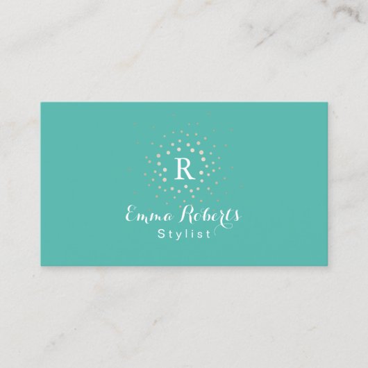 Mode Stylist Monogram Turquoise QR Code Visitekaartje (Voorkant)