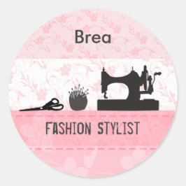 Mode Stylist Retro  Naaimachine Ronde Sticker