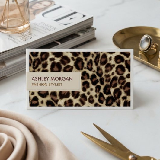 Mode Stylist - Trendy Leopard Print Visitekaartje
