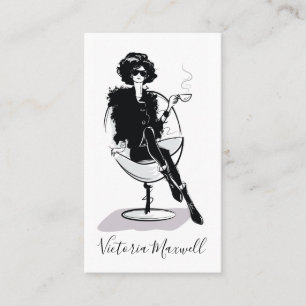 Mode Stylist Vrouw Zwart & Wit Illustratie Visitekaartje