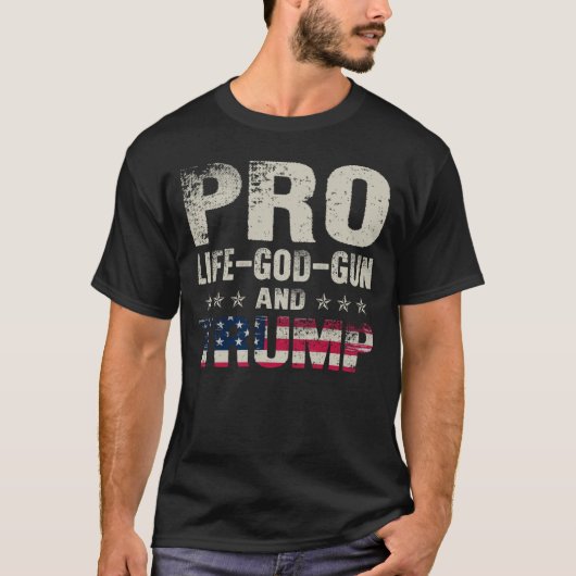 Mode T-Shirt - Pro Life God Pistool en Trump Save (Voorkant)