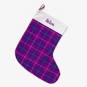 Mode Tartan Plaid Paarse blauw rood goud Grote Kerstsok