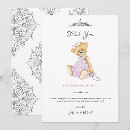 Mode teddybeer kleine dame Dank je wel Kaart (Voorkant / Achterkant)