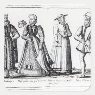 Mode tijdens de Tudor-periode Vierkante Sticker