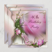 Mode toont magnolia Butterfly 40th Birthday Kaart (Voorkant / Achterkant)