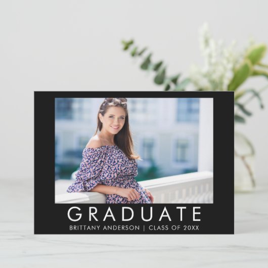 Mode Trendy Afstuderen Foto aankondiging (Staand voorkant)