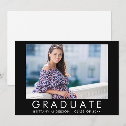 Mode Trendy Afstuderen Foto aankondiging (Voorkant / Achterkant)