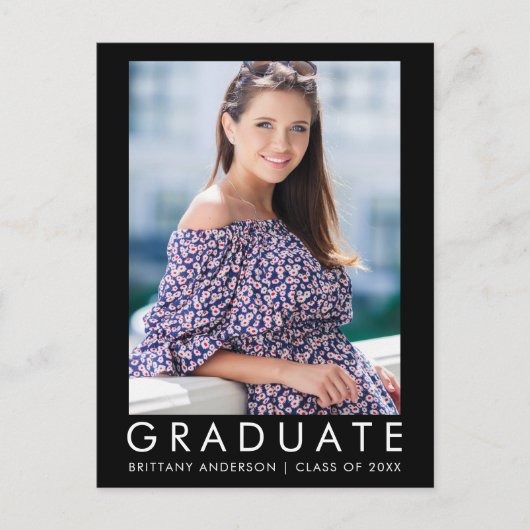 Mode Trendy Afstuderen Foto Party Invitation L Uitnodiging Briefkaart (Voorkant)