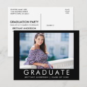 Mode Trendy Afstuderen Uitnodiging fotopartij Briefkaart (Voorkant / Achterkant)