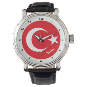 Mode Turkse vlag en Turkije trendy/design watch Horloge