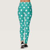 Mode Turquoise Retro Chic Polka Dots Pattern Leggings (Achterkant)