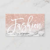 Mode typografie roos goud glitter marmer visitekaartje (Voorkant)