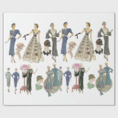 mode van 1920-1930-meisjes met vuursteentje cadeaupapier (Vlak)