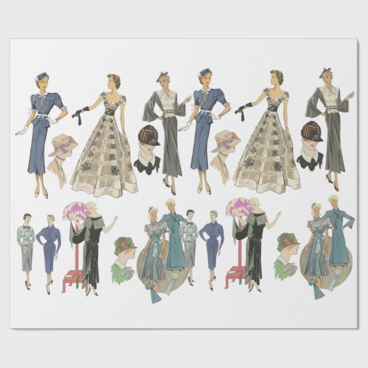 mode van 1920-1930-meisjes met vuursteentje cadeaupapier (Vlak)