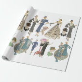 mode van 1920-1930-meisjes met vuursteentje cadeaupapier (Uitgerold)