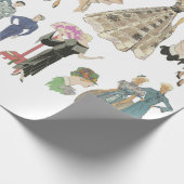 mode van 1920-1930-meisjes met vuursteentje cadeaupapier (Hoek)