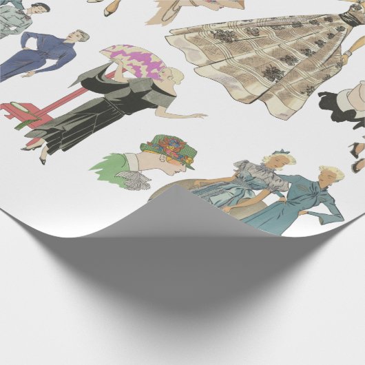 mode van 1920-1930-meisjes met vuursteentje cadeaupapier (Hoek)