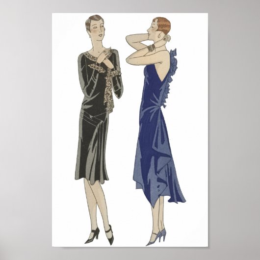 mode van 1920s Flapper Girl Pinups-jurken Art Poster (Voorkant)