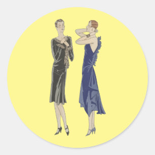 mode van 1920s Flapper Girl Pinups-jurken Art Ronde Sticker