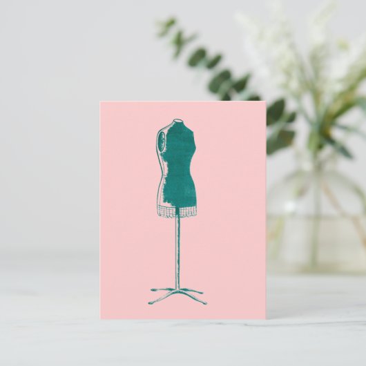 mode van 1960 Retro quirky jurk Briefkaart (Staand voorkant)