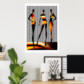 Mode van Afrikaanse vrouwen die warme wijk branden Poster (Thuiskantoor)