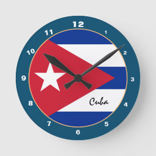 Mode van Cubaanse vlag en Cubaanse trendy/ontwerpk Ronde Klok