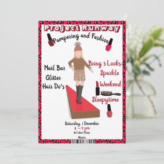 Mode van de baan en modellooppartij kaart (Staand voorkant)