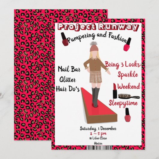 Mode van de baan en modellooppartij kaart (Voorkant / Achterkant)