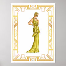  Mode van de jaren dertig: Gold Hollywood Gown Art