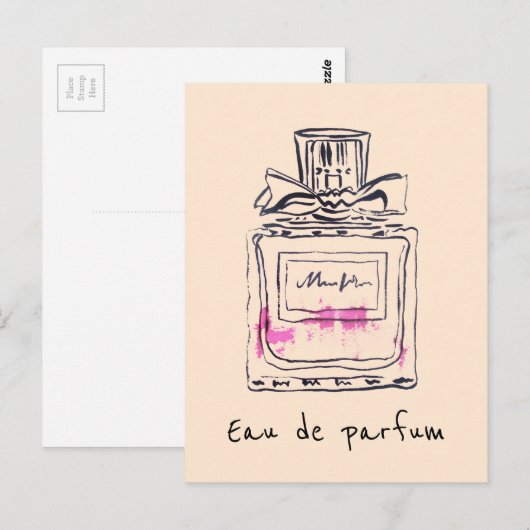 Mode van de parfumfles waterverf eau de parfum briefkaart (Voorkant / Achterkant)