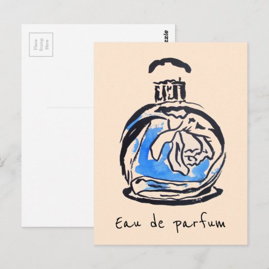 Mode van de parfumfles waterverf eau de parfum briefkaart (Voorkant / Achterkant)
