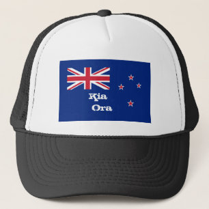 Mode van de vlag van Kia Ora en Nieuw-Zeeland/Nieu Trucker Pet