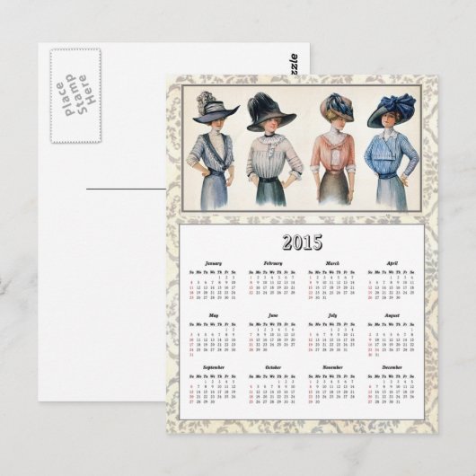 mode van Edwardian 2015 Briefkaart Agenda (Voorkant / Achterkant)