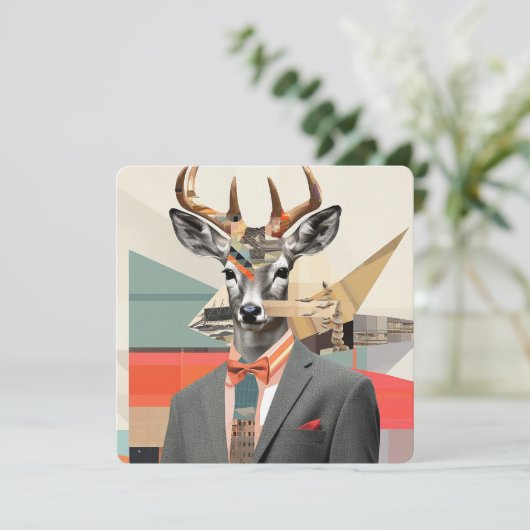 Mode van een hert feestdagenkaart (Staand voorkant)