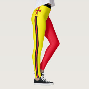 Mode van het Maltese Kruis Rood en Gele Nachten Leggings