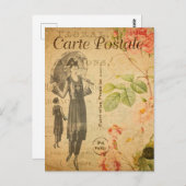 Mode van  Lady Woman met Umbrella French Briefkaart (Voorkant / Achterkant)