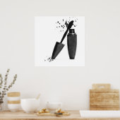 Mode van mascara, zwart-wit, make-up poster (Keuken)