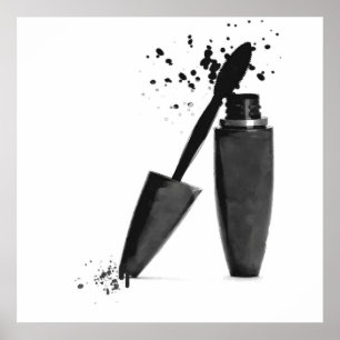 Mode van mascara, zwart-wit, make-up poster