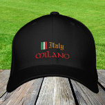 Mode van Milano en Italië/Italiaanse vlagpatriotte Geborduurde Pet<br><div class="desc">Ingeborduurde Petten: Italië & Milano,  Italiaanse mode baseball/vrachtwagenhoeden voor Italiaanse patriotten - houd van mijn land,  reizen,  vakantie/sportfans</div>